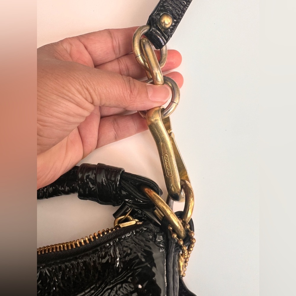Coach Gold Clasp Textured Handbag - Picture 7 of 10